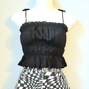 Princess Polly Black Ruched Crop Top | Size 0